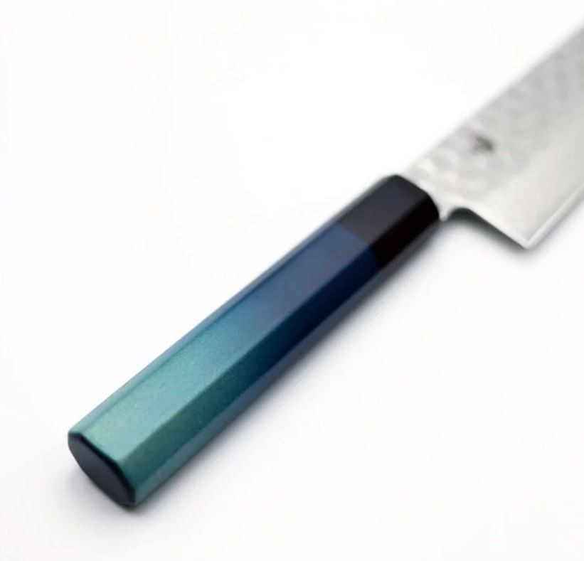 藍包丁 新薄刃 160mm VG10鋼 鎚目 大馬士革-2 藍包丁 新薄刃 165mm VG10鋼 鎚目 大馬士革