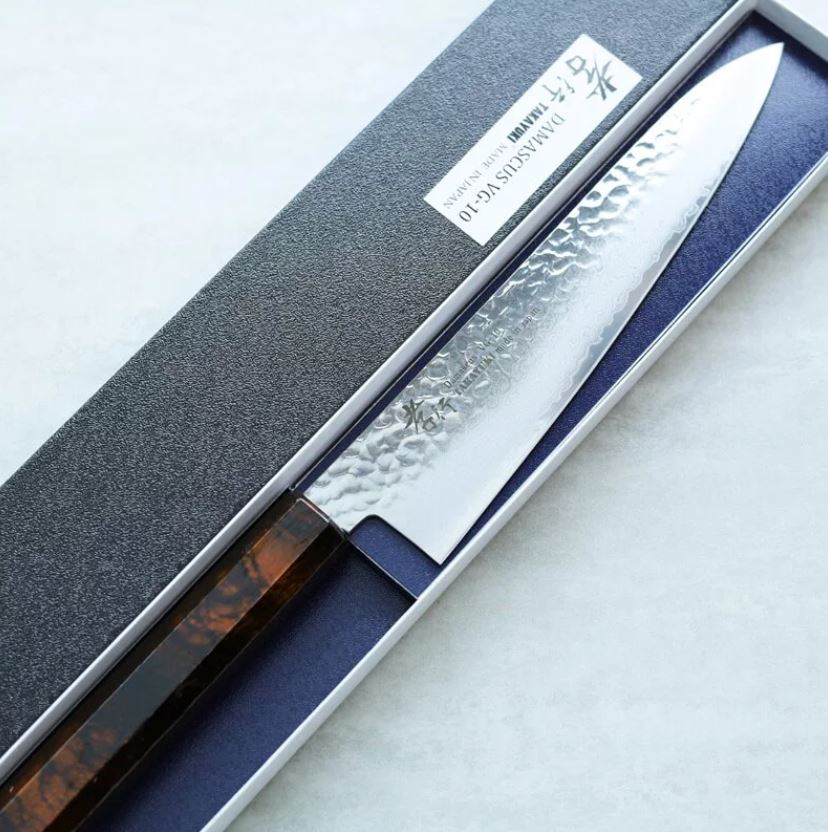 1 堺孝行 和牛刀 210mm VG10鋼 酒紅龜甲七彩柄 33層鎚目大馬士革