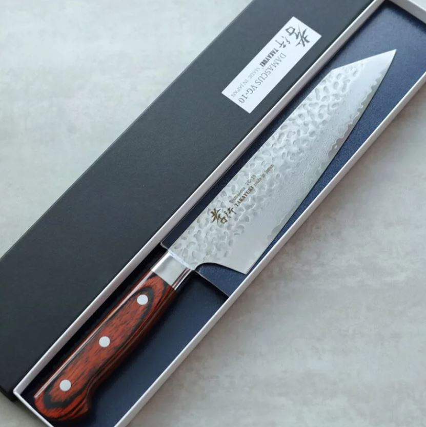 堺孝行 劍型牛刀 190mm VG10鋼 33層鎚目大馬士革 洋柄