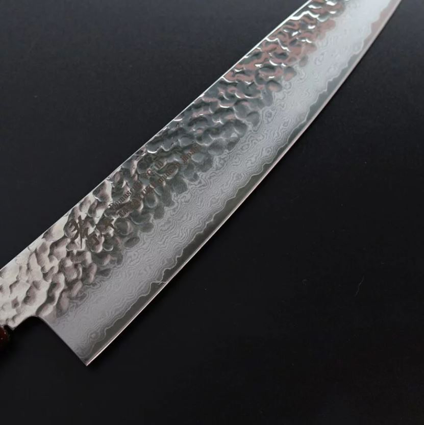 5 堺孝行 和牛刀 210mm VG10鋼 酒紅龜甲七彩柄 33層鎚目大馬士革