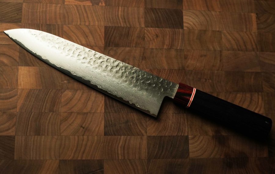 日本製槌目大馬士革紋VG10牛刀 210mm 八角和柄