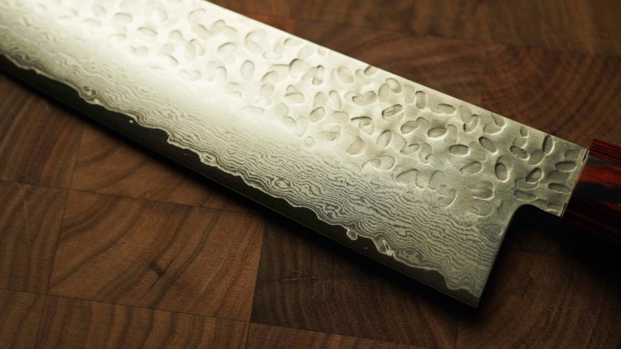 日本製槌目大馬士革紋VG10牛刀 210mm 八角和柄