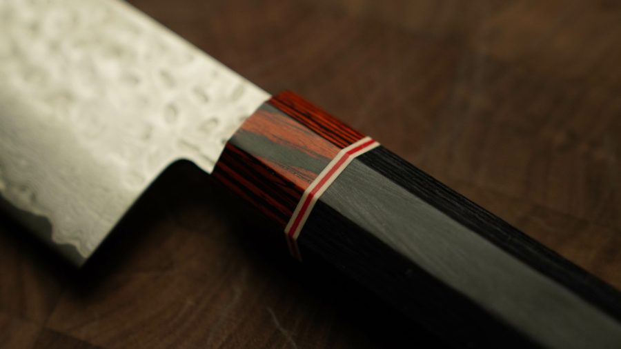 日本製槌目大馬士革紋VG10牛刀 210mm 八角和柄