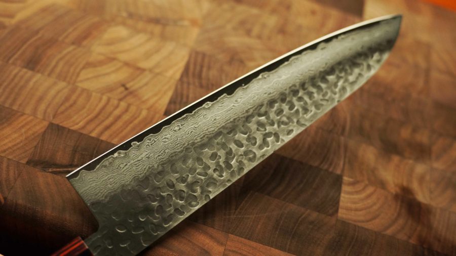 日本製槌目大馬士革紋VG10牛刀 210mm 八角和柄