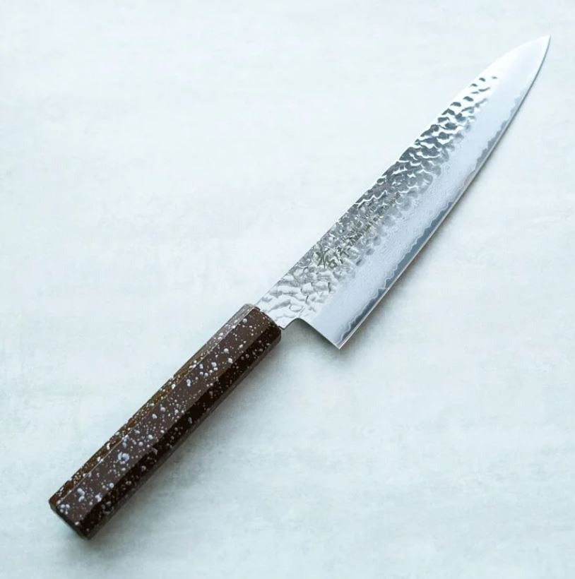 堺孝行 和牛刀 210mm VG10鋼 銀石目七彩柄 33層鎚目大馬士革