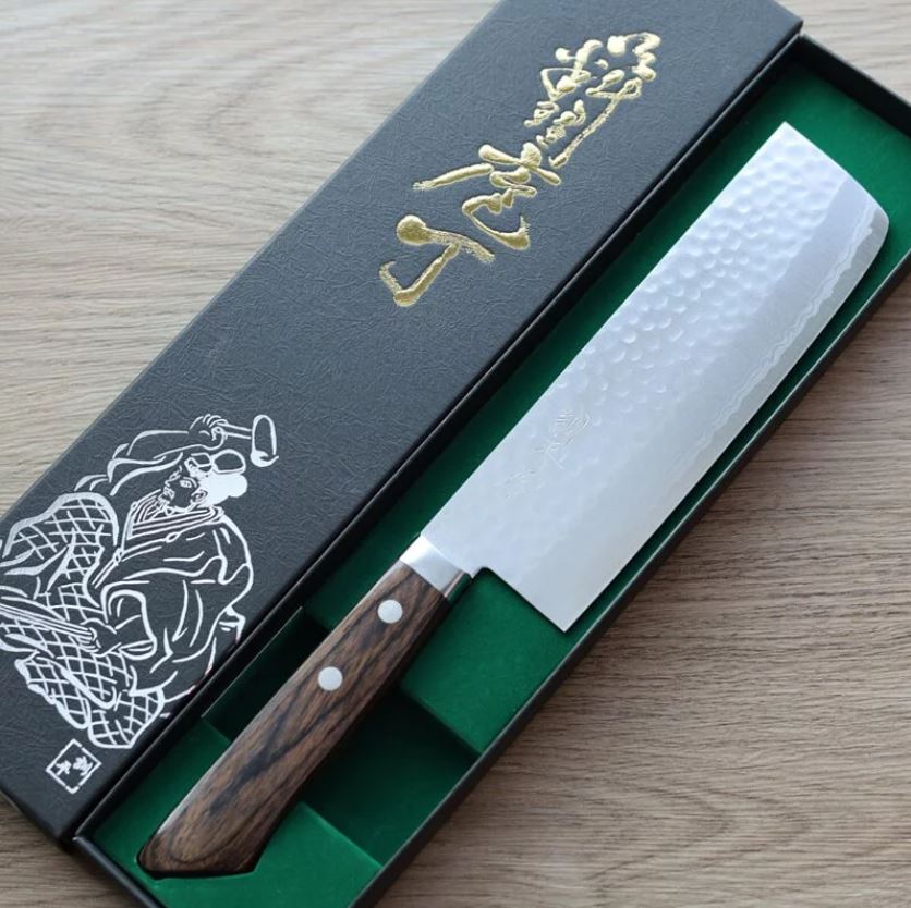 1 增谷訓生 寬版菜切刀 165mm VG10鋼 刻流 蘇格蘭柄