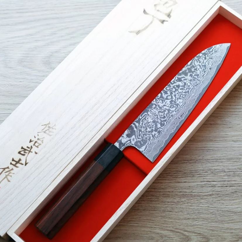 佐治武士 三德 180mm R2粉末HSS鋼 大馬士革