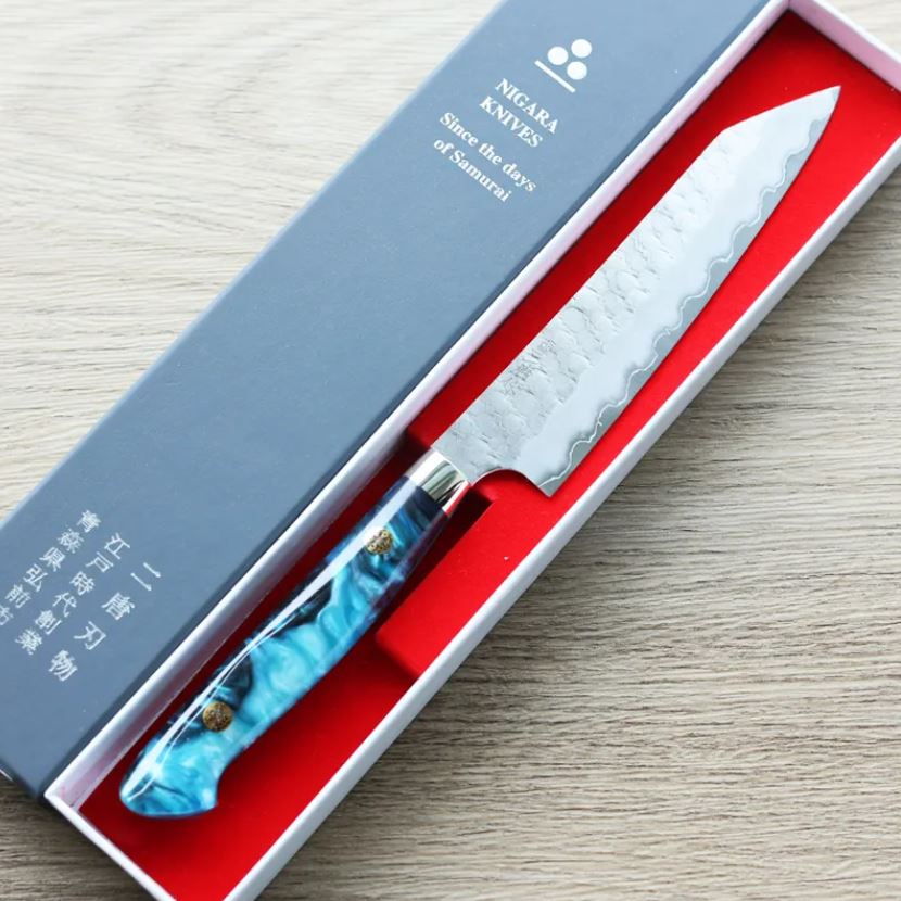 1 二唐刃物 切付蔬果 150mm SG2粉末HSS鋼 磨鎚目 壓克力柄