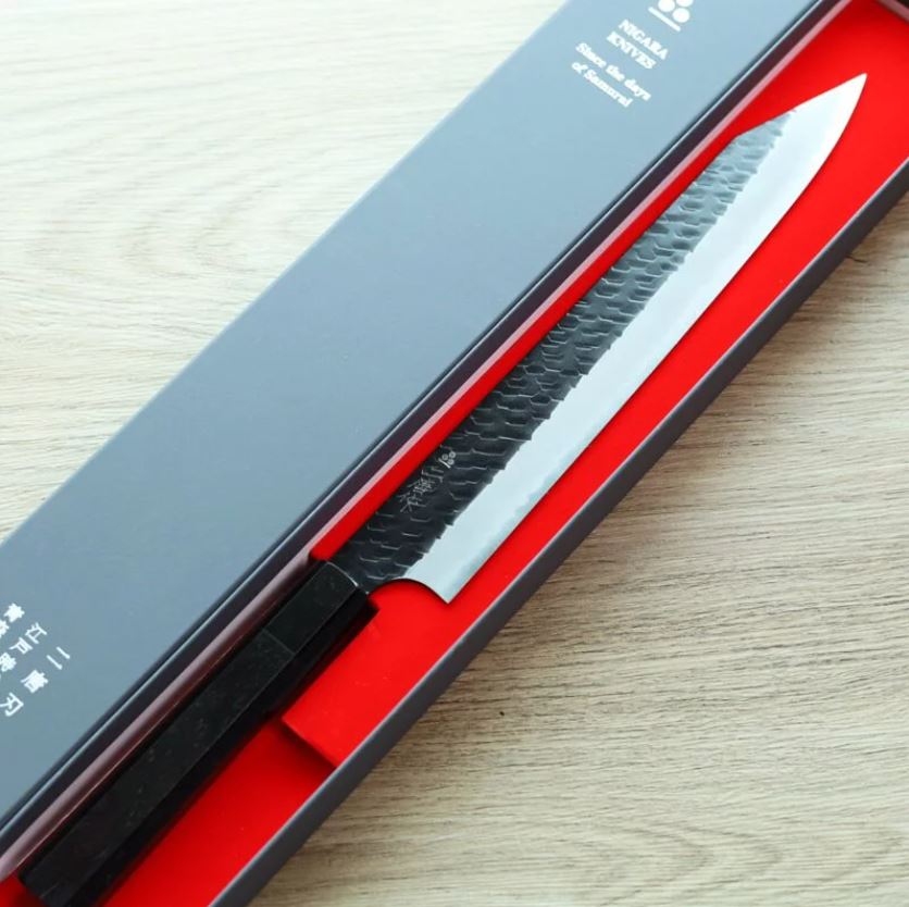 1 二唐刃物 切付筋引 255mm SG2粉末HSS鋼 黑打鎚目