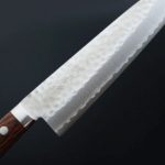 1 增谷訓生 牛刀 180mm VG10鋼 鎚目大馬士革 刻流 桃花心木柄