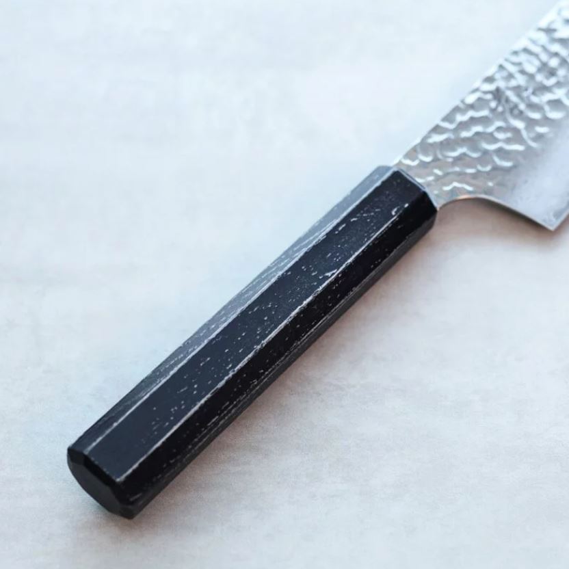 堺孝行 和劍型牛刀 190mm VG10鋼 黑檀七彩柄 33層鎚目 大馬士革