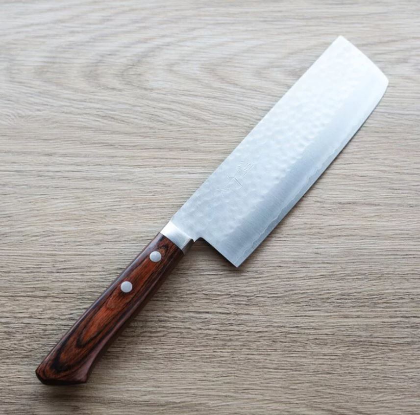 1 增谷訓生 寬版菜切刀 165mm VG1鋼 鎚目