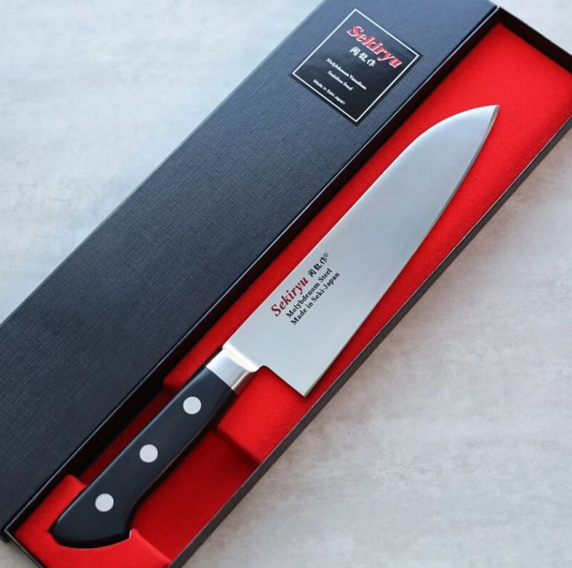 1 関龍作 三德 180mm AUS8鋼 洋柄