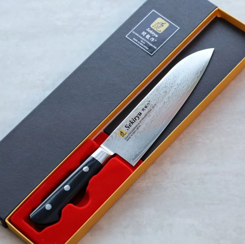 関龍作 三德 180mm VG10鋼 33層大馬士革 洋柄