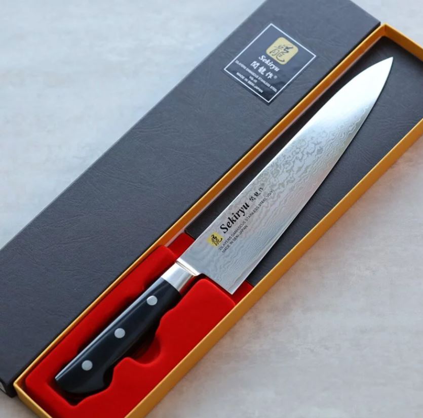 関龍作 牛刀 210mm VG10鋼 33層大馬士革 洋柄