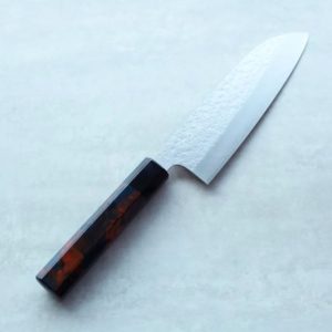 藍包丁 黑崎真x福井職人 三德刀 165mm VG XEOS鋼 流紋柄/橘