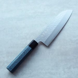 藍包丁 黑崎真x福井職人 三德刀 165mm VG XEOS鋼 和紙藍柄