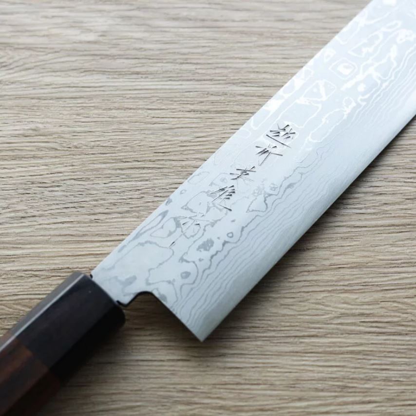 2 北岡英雄 薄刃/菜切 180mm 白紙鋼 墨流