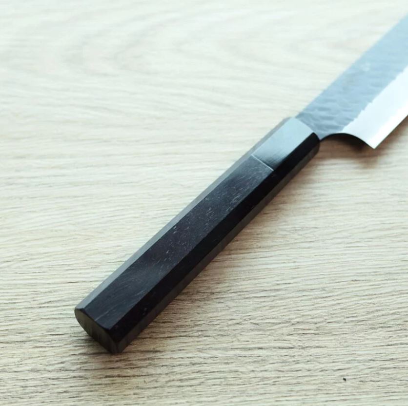 2 二唐刃物 切付筋引 255mm SG2粉末HSS鋼 黑打鎚目