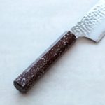 堺孝行 和劍型牛刀 190mm VG10鋼 銀石目七彩柄 33層鎚目 大馬士革