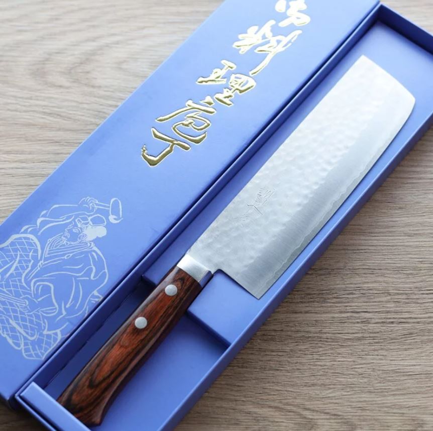 2 增谷訓生 寬版菜切刀 165mm VG1鋼 鎚目