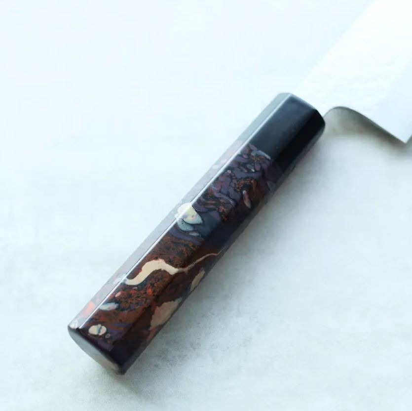 3 藍包丁 黑崎真x福井職人 三德刀 165mm VG XEOS鋼 流紋柄/紫