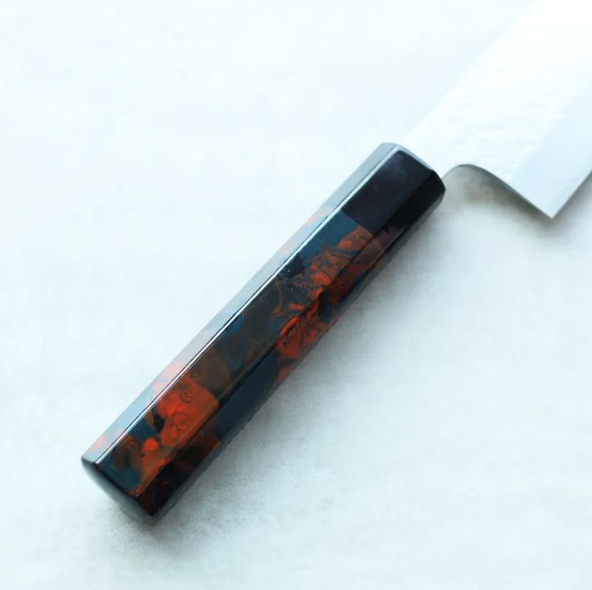 3 藍包丁 黑崎真x福井職人 三德刀 165mm VG XEOS鋼 流紋柄/橘