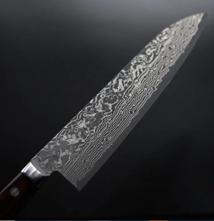 加藤義実 牛刀 210mm VG10 黑染鎳大馬士革 墨流