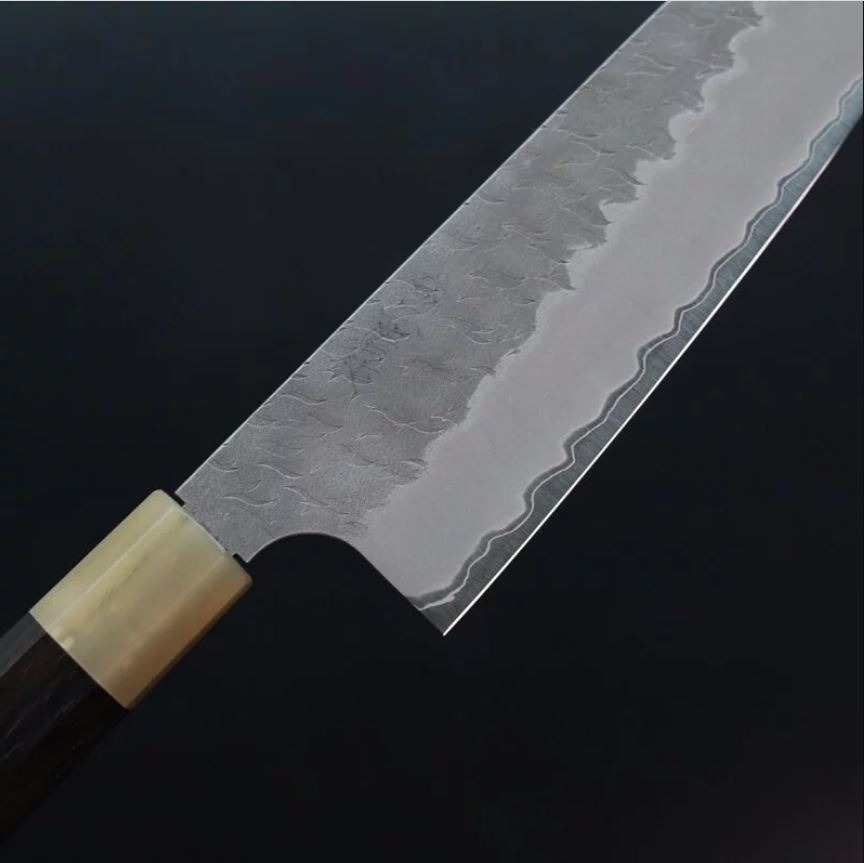 3 二唐刃物 三德 165mm 青紙超級鋼 柳葉磨鎚目