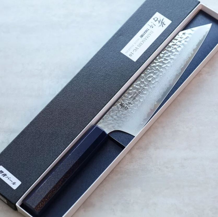 3 堺孝行 和劍型牛刀 190mm VG10鋼 群青珍珠七彩柄 33層鎚目大馬士革