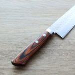 3 增谷訓生 牛刀 180mm VG10鋼 鎚目大馬士革 刻流 桃花心木柄