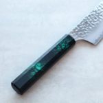 堺孝行 和劍型牛刀 190mm VG10鋼 綠龜甲七彩柄 33層鎚目 大馬士革