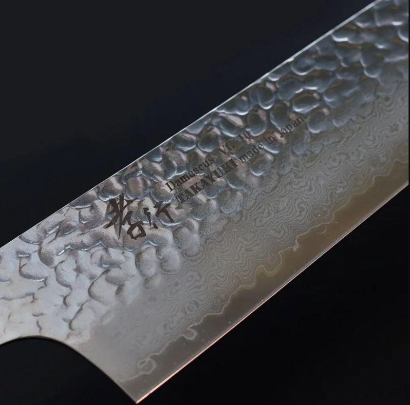 堺孝行 和劍型牛刀 190mm VG10鋼 綠龜甲七彩柄 33層鎚目 大馬士革