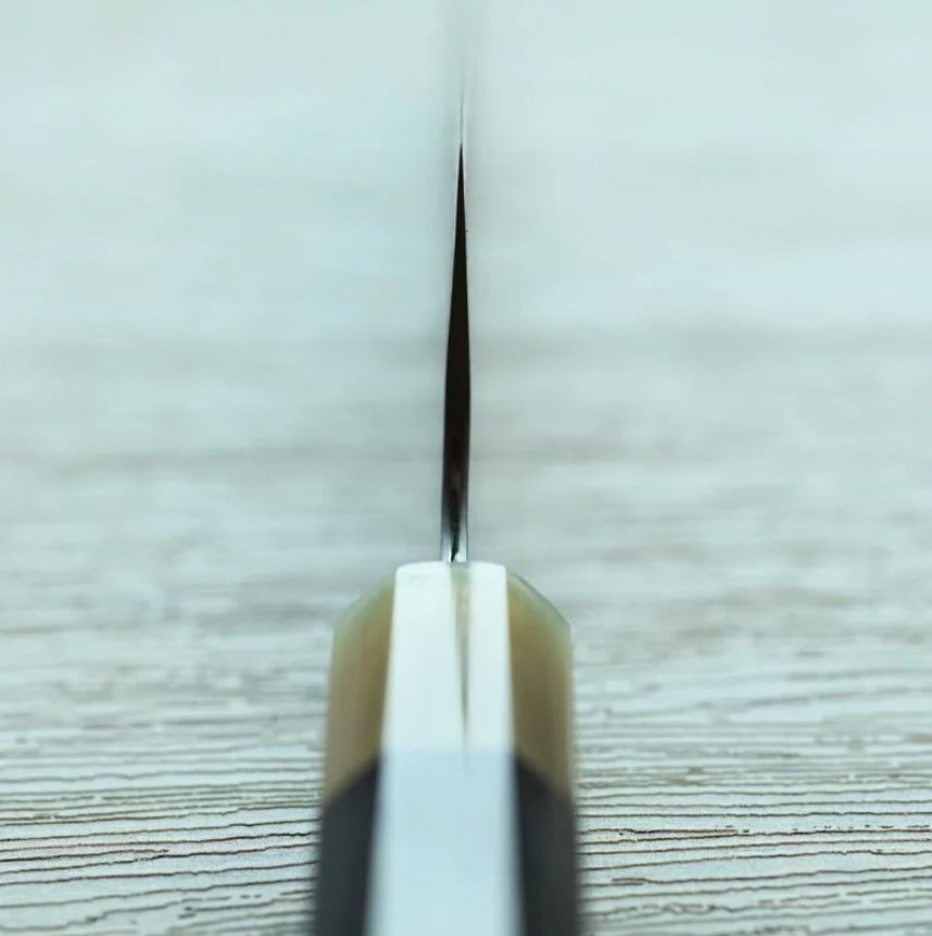 6 二唐刃物 三德 165mm 青紙超級鋼 柳葉磨鎚目