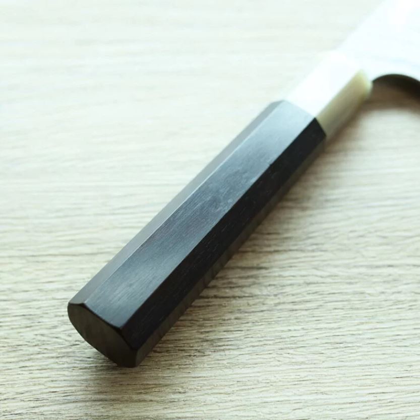 6 二唐刃物 菜切 165mm 青紙超級鋼 柳葉磨鎚目