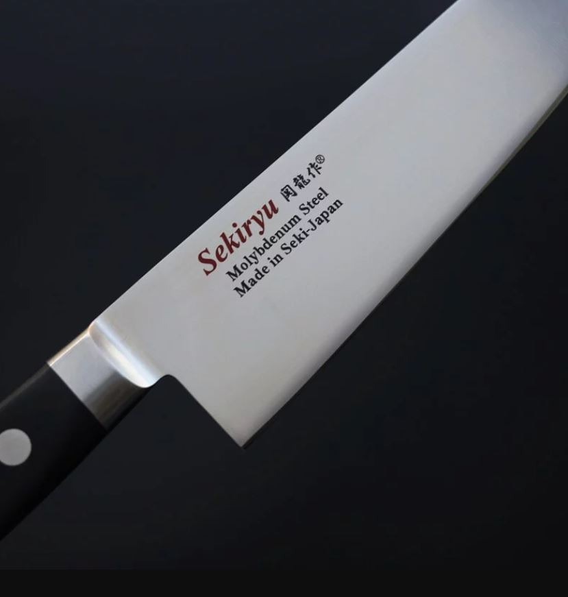 6 関龍作 三德 180mm AUS8鋼 洋柄