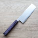 恆久 菜切 165mm 白紙鋼 樫紫柄-2 恆久 菜切 165mm 白紙鋼 樫紫柄