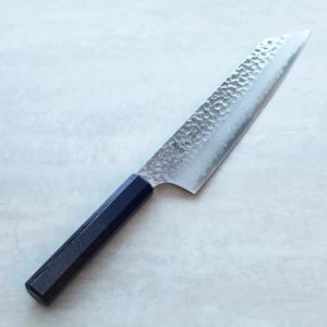 堺孝行 和劍型牛刀 190mm VG10鋼 群青珍珠七彩柄 33層鎚目大馬士革