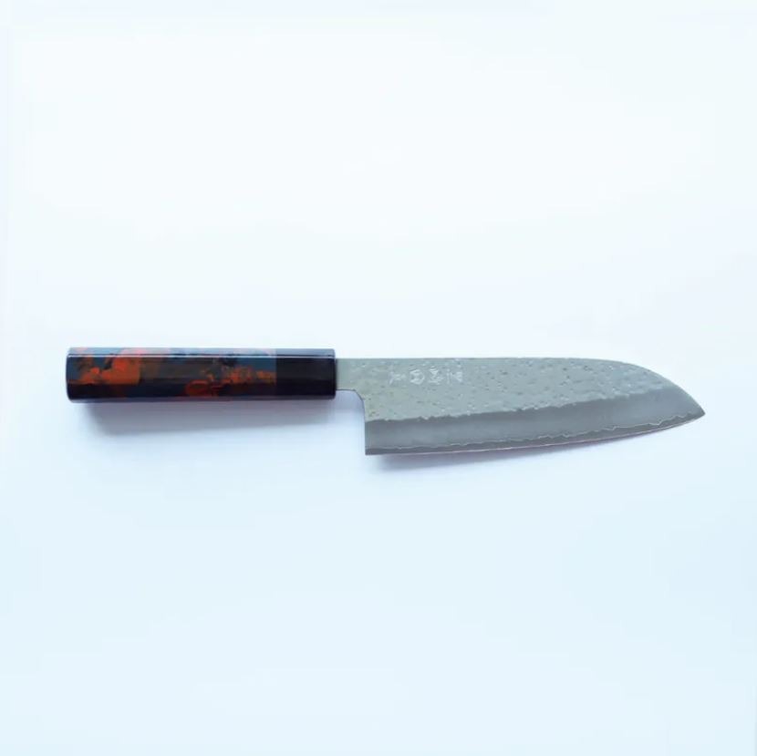 擷取 藍包丁 黑崎真x福井職人 三德刀 165mm VG XEOS鋼 流紋柄/橘