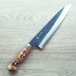 加藤義實 牛刀 240mm 青紙超級鋼<br>黑打大馬士革