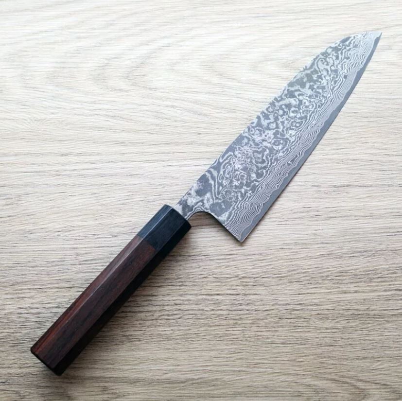 佐治武士 三德 180mm R2粉末HSS鋼 大馬士革