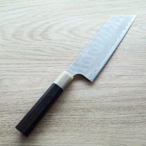 二唐刃物 菜切 165mm 青紙超級鋼 柳葉磨鎚目