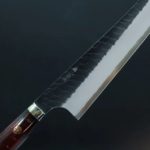 35 二唐刃物 骨刻 170mm SG2粉末HSS鋼 黑打鎚目