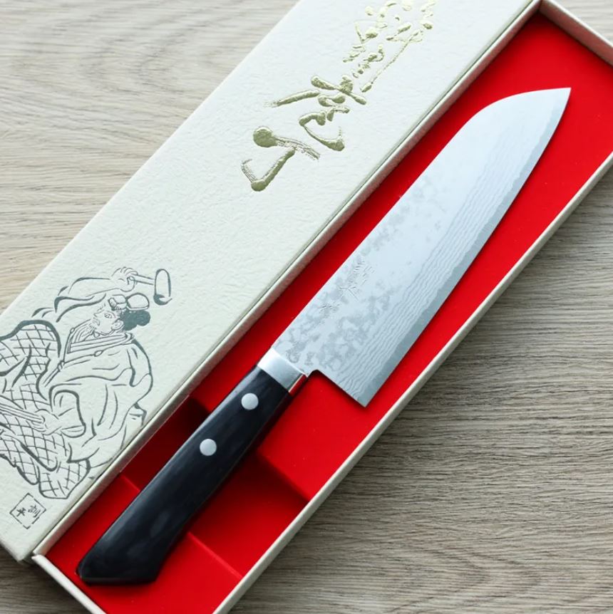 4 增谷訓生 三德刀 165mm VG10鋼 大馬士革