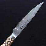 4 龍泉刃物 寄木細工 牛排刀/市松 100mm ATS314 63層大馬士革