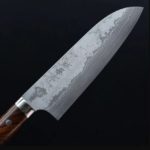 佐治武士 三德 180mm VG10鋼 31層鎳染大馬士革 沙漠鐵木柄