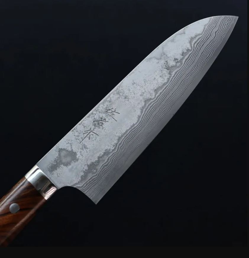 佐治武士 三德 180mm VG10鋼 31層鎳染大馬士革 沙漠鐵木柄