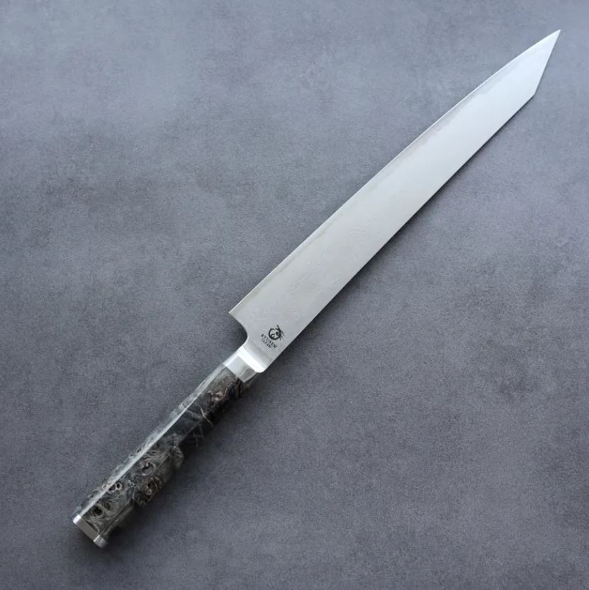 龍泉刃物 煌黑龍 筋引 260mm SG2粉末HSS鋼 99層鎳染 大馬士革