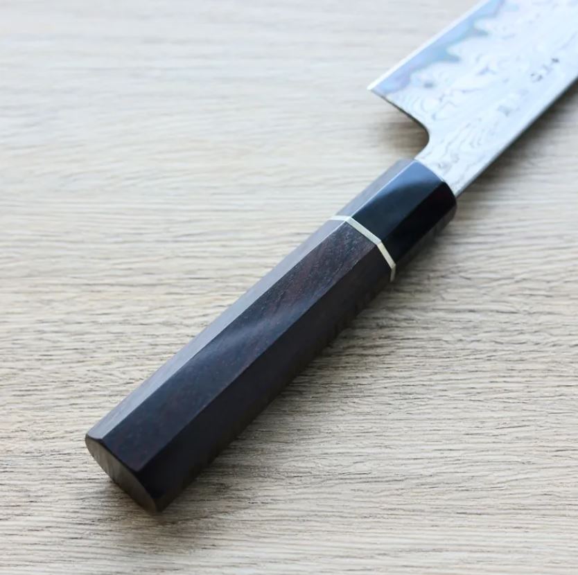 5 中川打刃物 牛刀 210mm 青一鋼 酸洗墨流/明神研磨