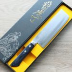 增谷訓生 寬版菜切 165mm VG10鋼 刻流 藍柄